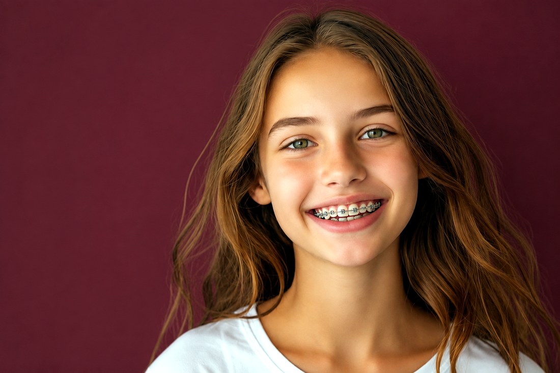 Adolescente souriante avec un appareil dentaire à Charenton-le-Pont